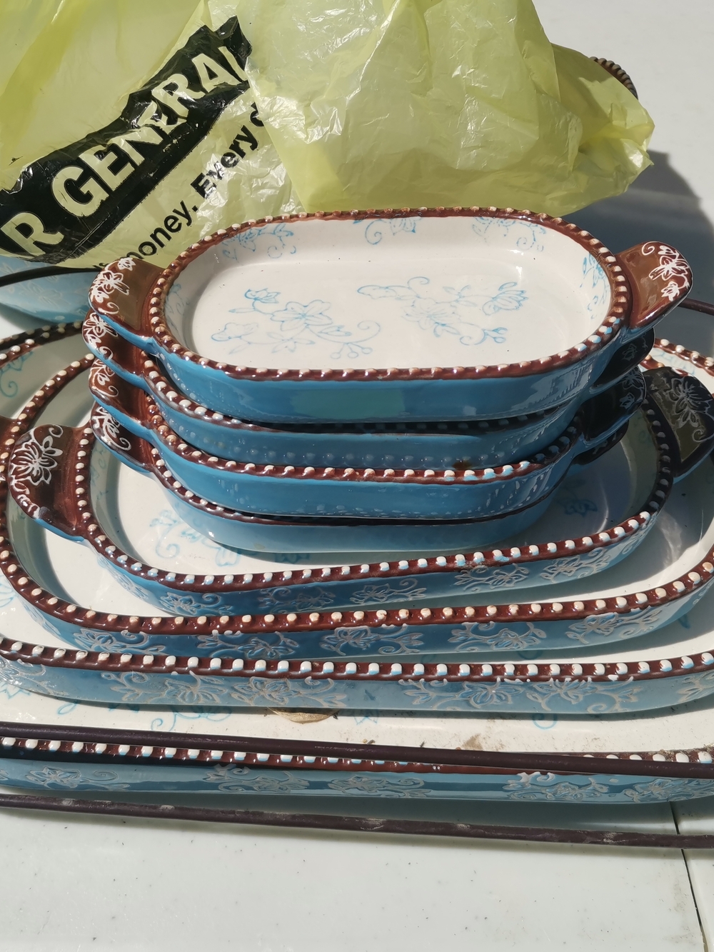 Temp-Tations Blue and White Ceramic Baking Dish - Floral Lace